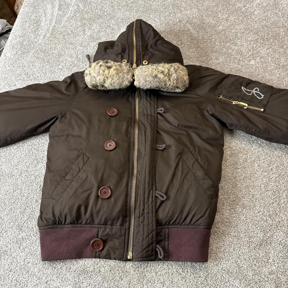 Juicy Couture Fur-Lined Full-Zip Bomber Jacket Women's Small Streetwear - Picture 2 of 7